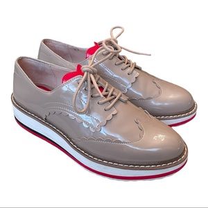 Zara Woman Beige Patent Heart Platform Loafer 5.5